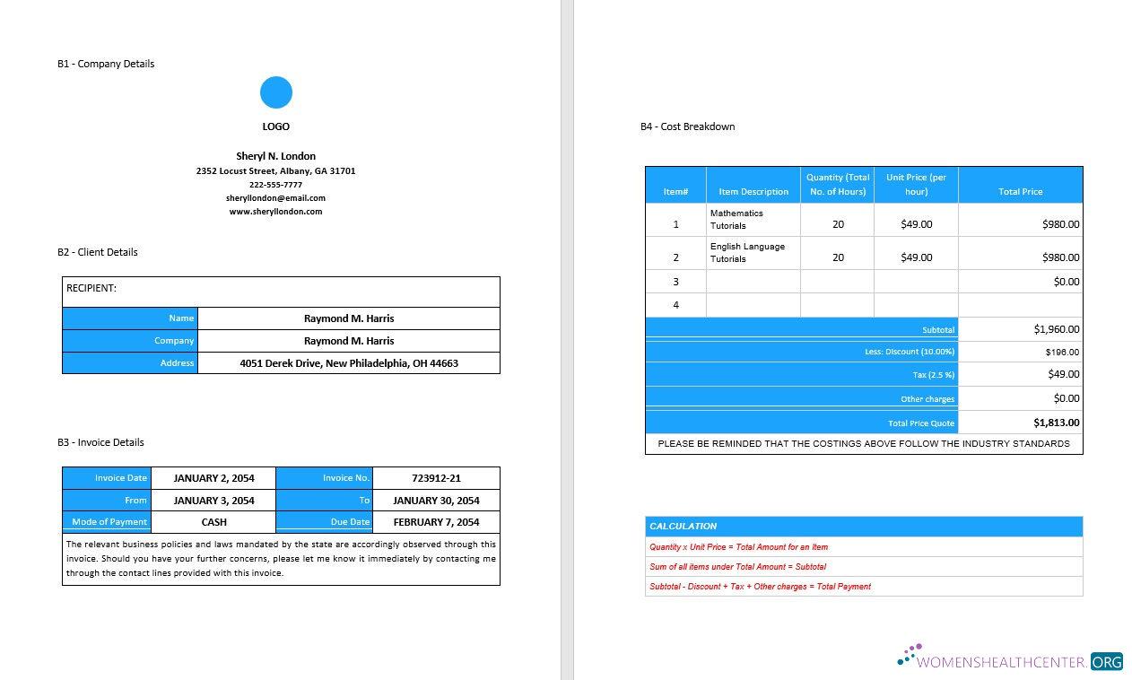 Download Free Blank Freelance Invoice Photoshop template